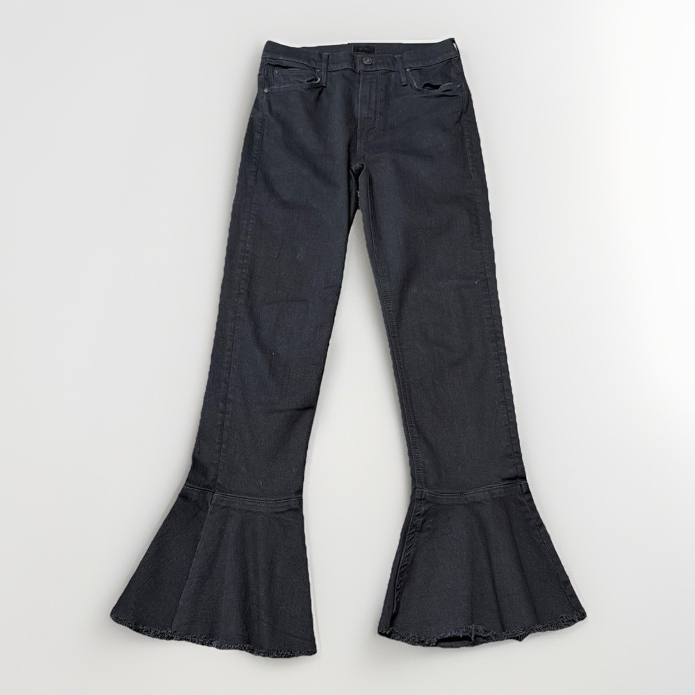 MOTHER The Cha Cha Fray Jeans in Black Dark Wash Women's‎ 26 Flare